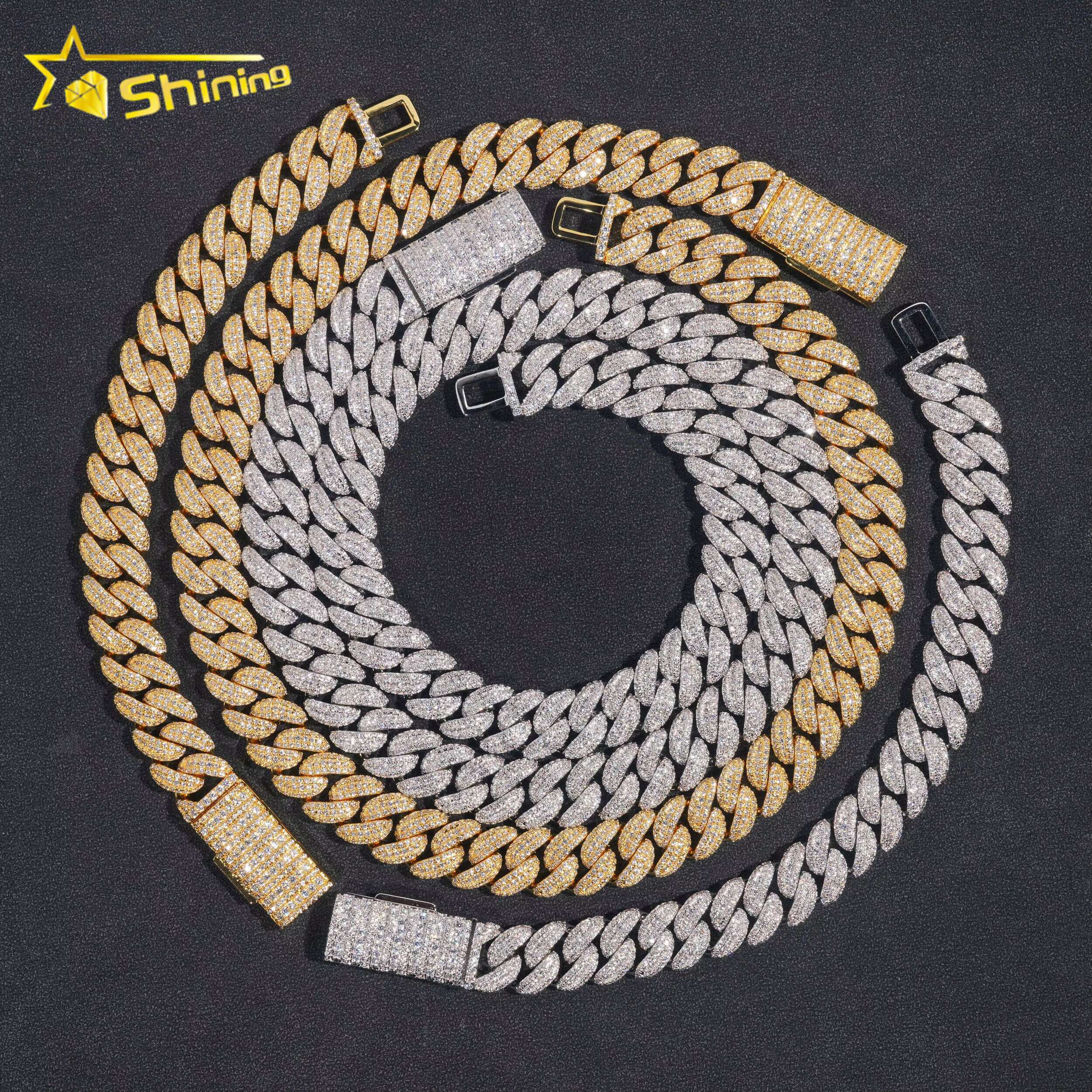 Luxury Men Hip Hop Fashion Jewelry Iced Out Gold Plated Cuban Link Chain Brass CZ Cuban Bracelet and Necklace