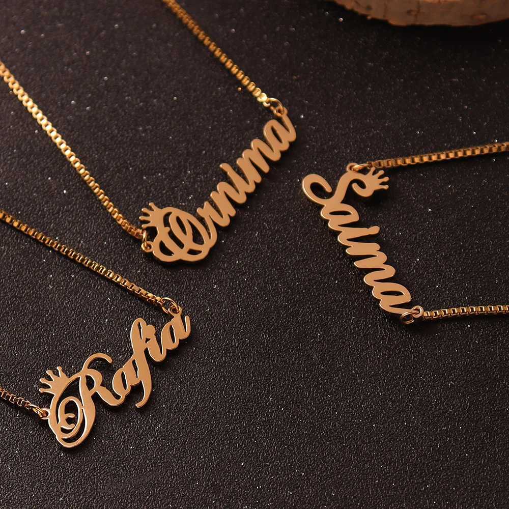Personalised Gold Name Necklace with Box Chain Custom Name Necklace Handmade Jewelry Personalised Birthday Gift for Her MomXJ251104
