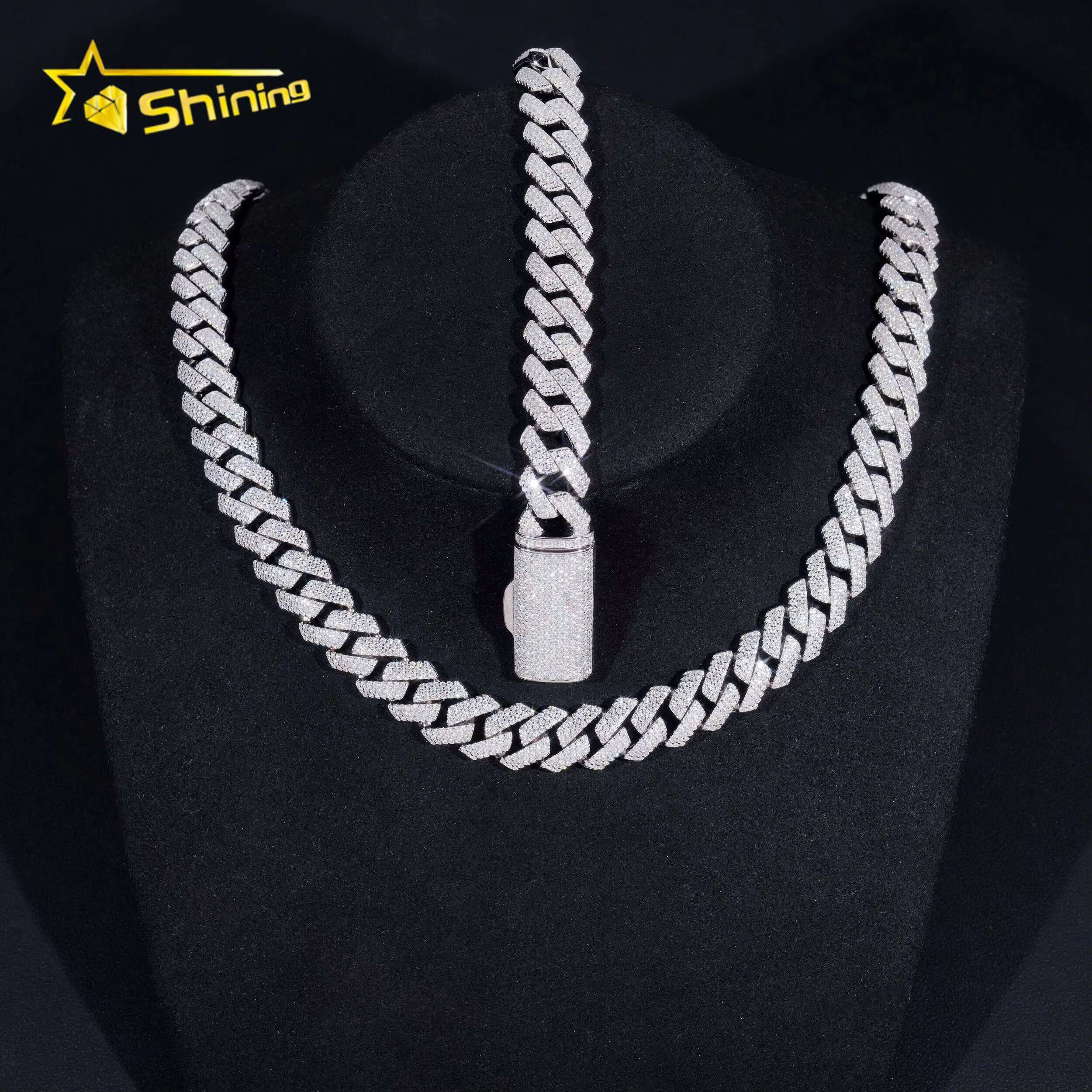 Fine Jewelry Lab Diamond 13mm Bracelet Necklace Silver 925 Vvs Moissanite Iced Out Lab Diamond Hip Hop Jewelry Cuban Link Chain