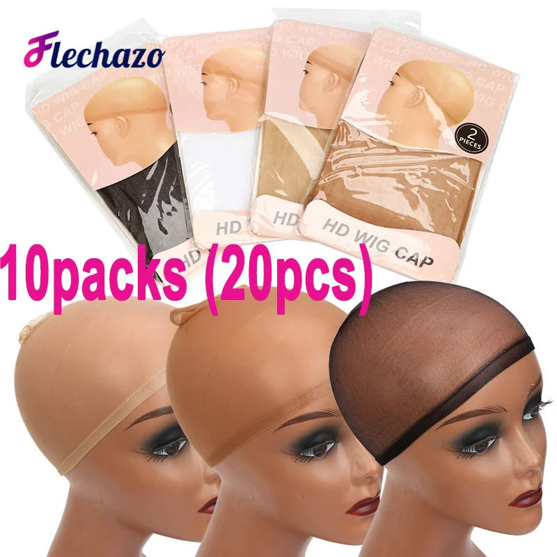 Wholesale 10Pack Invisible HD Wig Cap For Lace Front Wig Transparent Wig Cap Black White Brown Beige Stocking Wig Caps For Women 250403