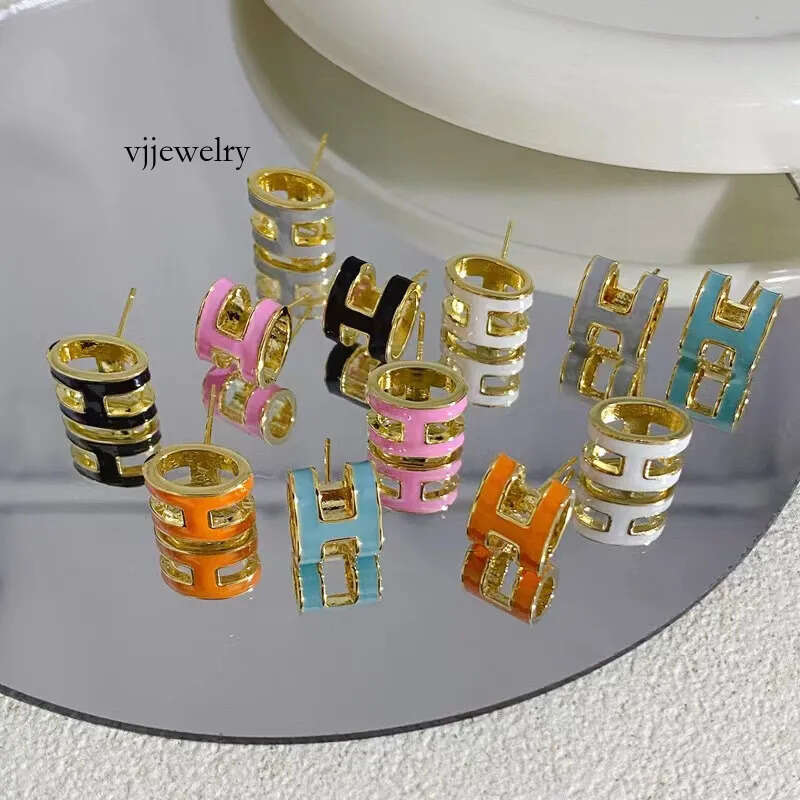 Letter H enamel women earrings Elegant Stud All match 18K titanium Steel Designer for Lady Luxury gift jewelry