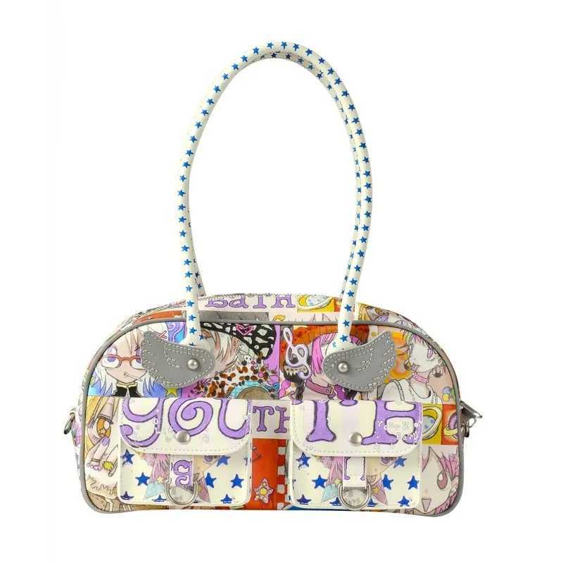 YB x Oliwa Graphic Wings Shoulder Bag Women Korean Fashion Brands Designer Handbags 2025 New Cute Cartoon Printing Female Bags X251104