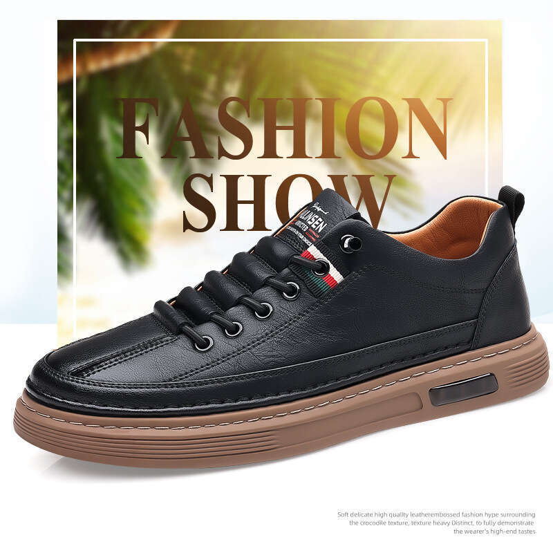 Spring 2024 New Trendy Versatile Casual Board Truly Super Soft Breathable Leather Shoes Men's