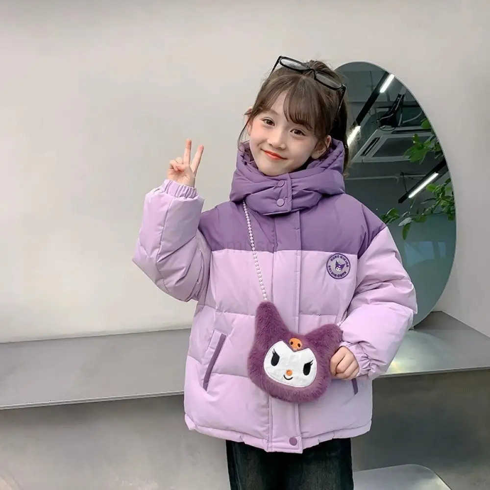 Sanrio Kuromi Girls Y2K Down Jacket Autumn Winter Child Thicken Coat Cotton Coat Kawaii Pie Overcome Childrens Clothing H251104