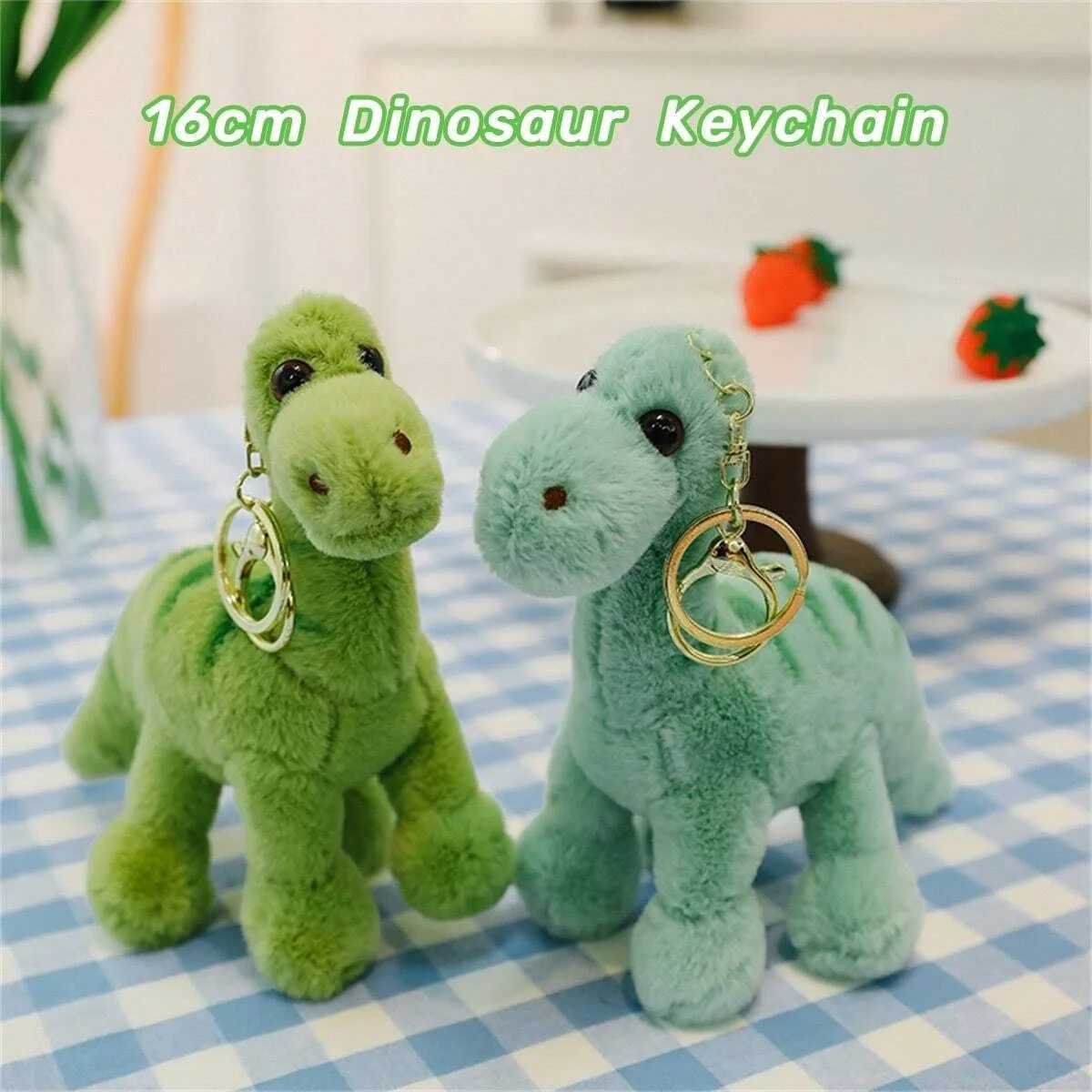 Fluffy Dinosaur Keychain Long Plush Soft Key Ring for Backpacks Cute Bag Charm Accessory Stuffed Animal Plush Bag Pedant C251104