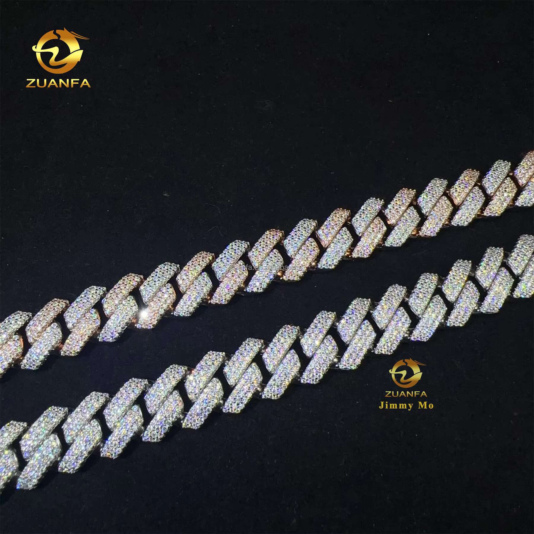 New Arrivals 15mm White Gold Two Tone Color Jewelry Luxury Man Style Hip Hop S925 Moissanite Diamond Miami Cuban Link Bracelet