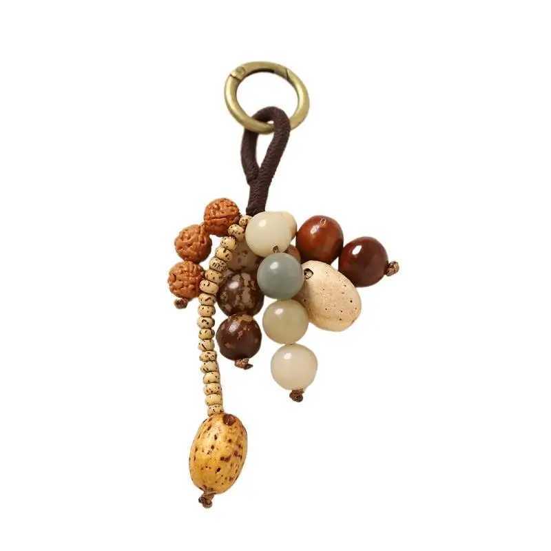 Lucky Backpack Accessory with Bodhi Beads Keyring Charm Ornament for Women C251104