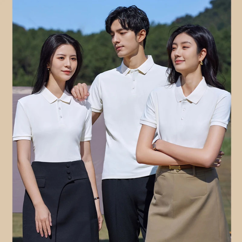 Summer Business Casual Polo Shirt Women Mesh Ice Silk Breathable Short Sleeve Womens Shirt Collar Solid T Shirt Women Clothing 250403