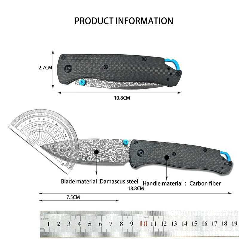 BM535 Pocket Folding Knife Damascus Steel Blade Carbon Fiber Handle Camping Durable Outdoor Hunting Self Defense KnifeT250402