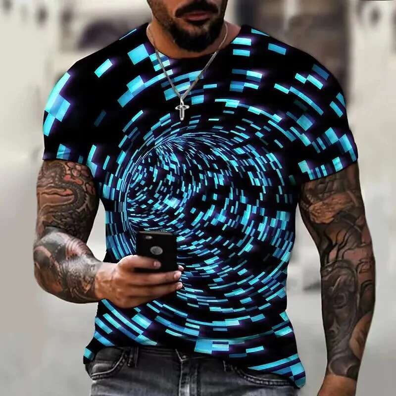 Fashion 3D printing cool short sleeved street top high-quality plus size T-shirt men's clothing XS-6xl