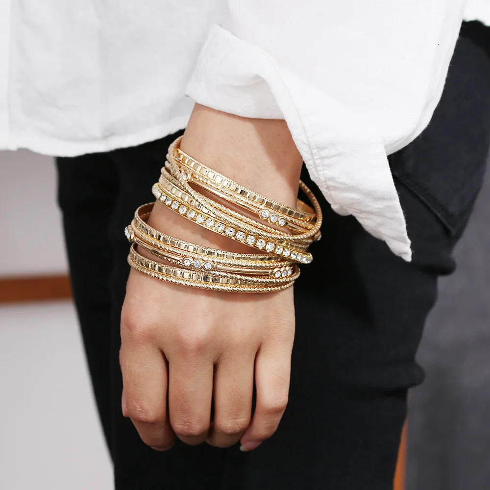 Big Circle Metal Wire Indian Bangle Jewelry Party Gifts Retro Style Trendy Gold Silver Plated Bangles Bracelets Set For Women 250327