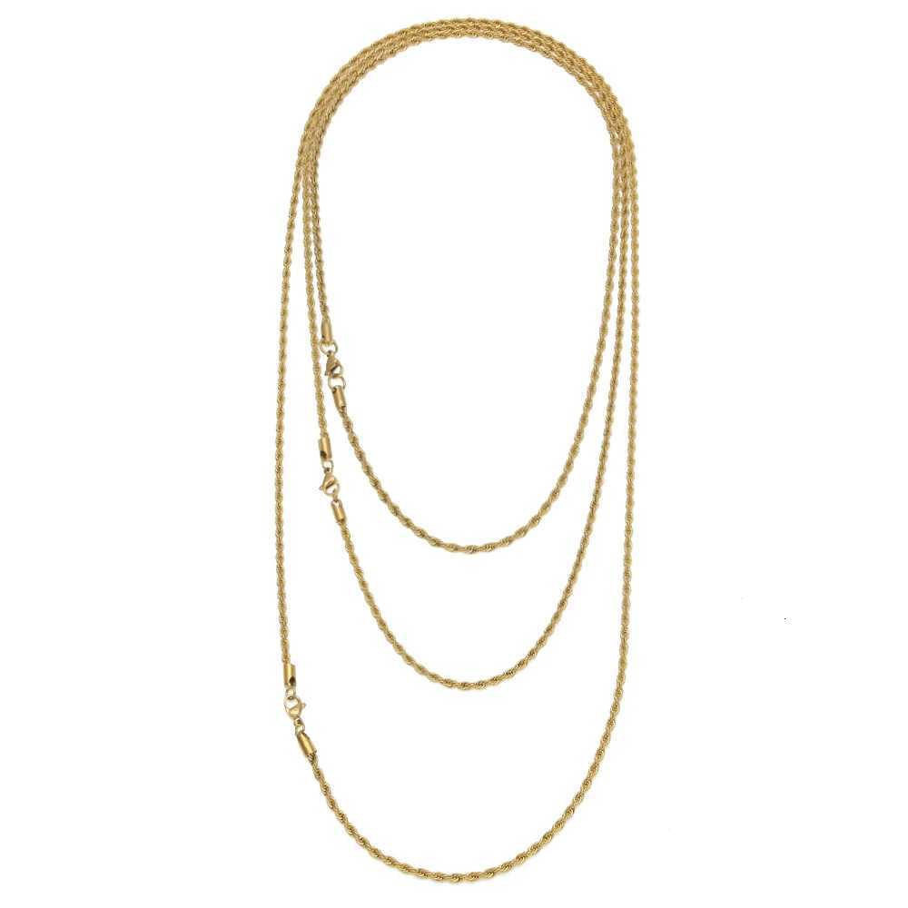 Stainless Steel 3mm Rope Chain Necklace 18inch 22inch Gold Silver Color High Quality Hiphop Fashion Jewelry For Men/WomenXJ251104
