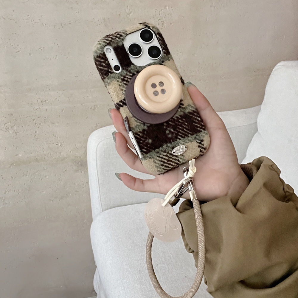 Velvet Color-Block Phone Case Compatible with iPhone 17/16 Pro Max Button Stand iPhone 15/14 Pro Personalized