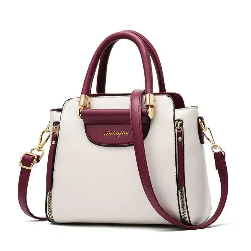 2025 New Fashionable Color Contrasting Handbag Striped Crossbody Bag Designer Women's Elegant Office and Work Bag Trendy Shoulder Bag2