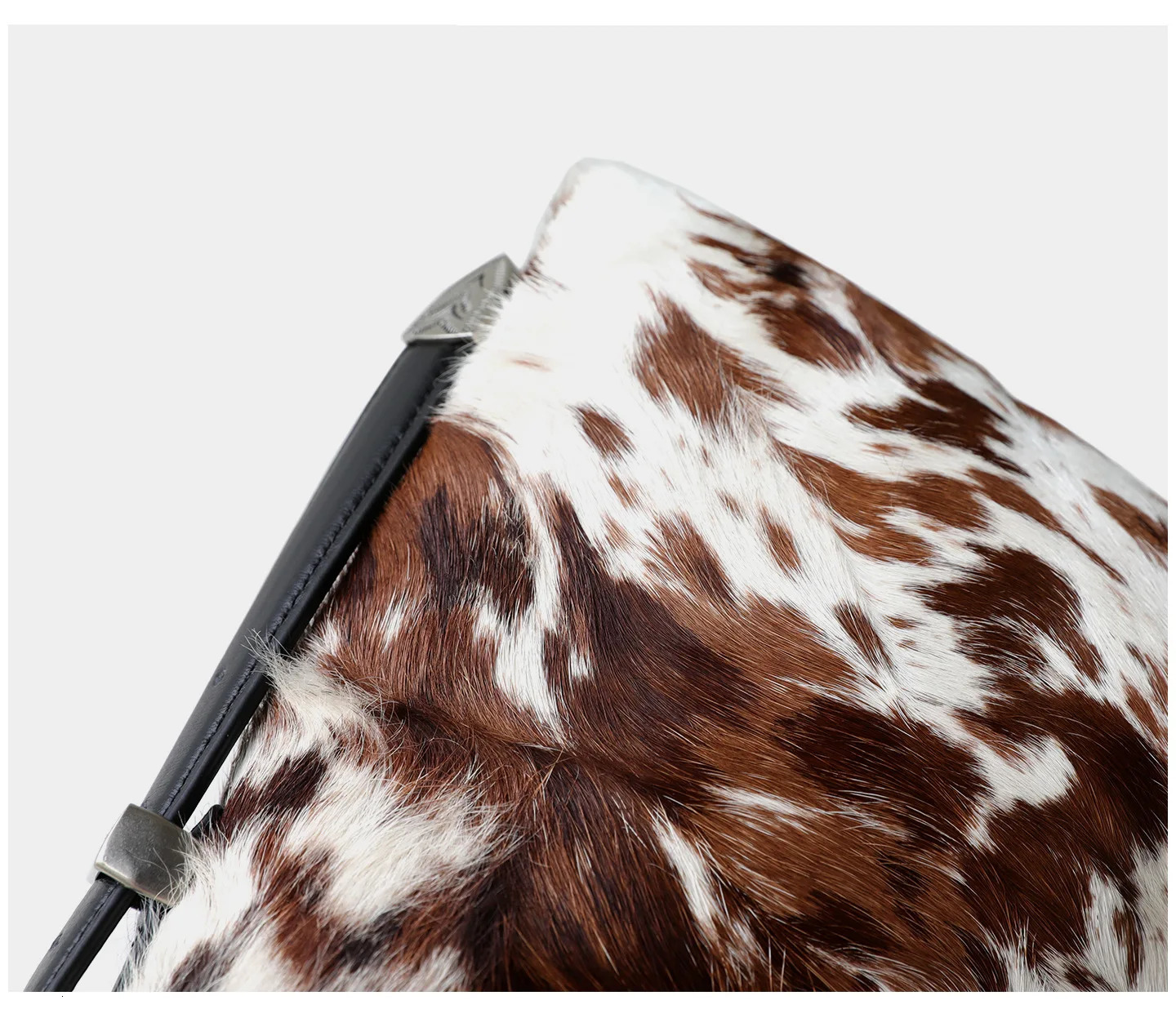 Unique Creativity Cow Print and Leopard Fur Armpit Shoulder Bag Thin Horsehair Leather Women Handbag 251029