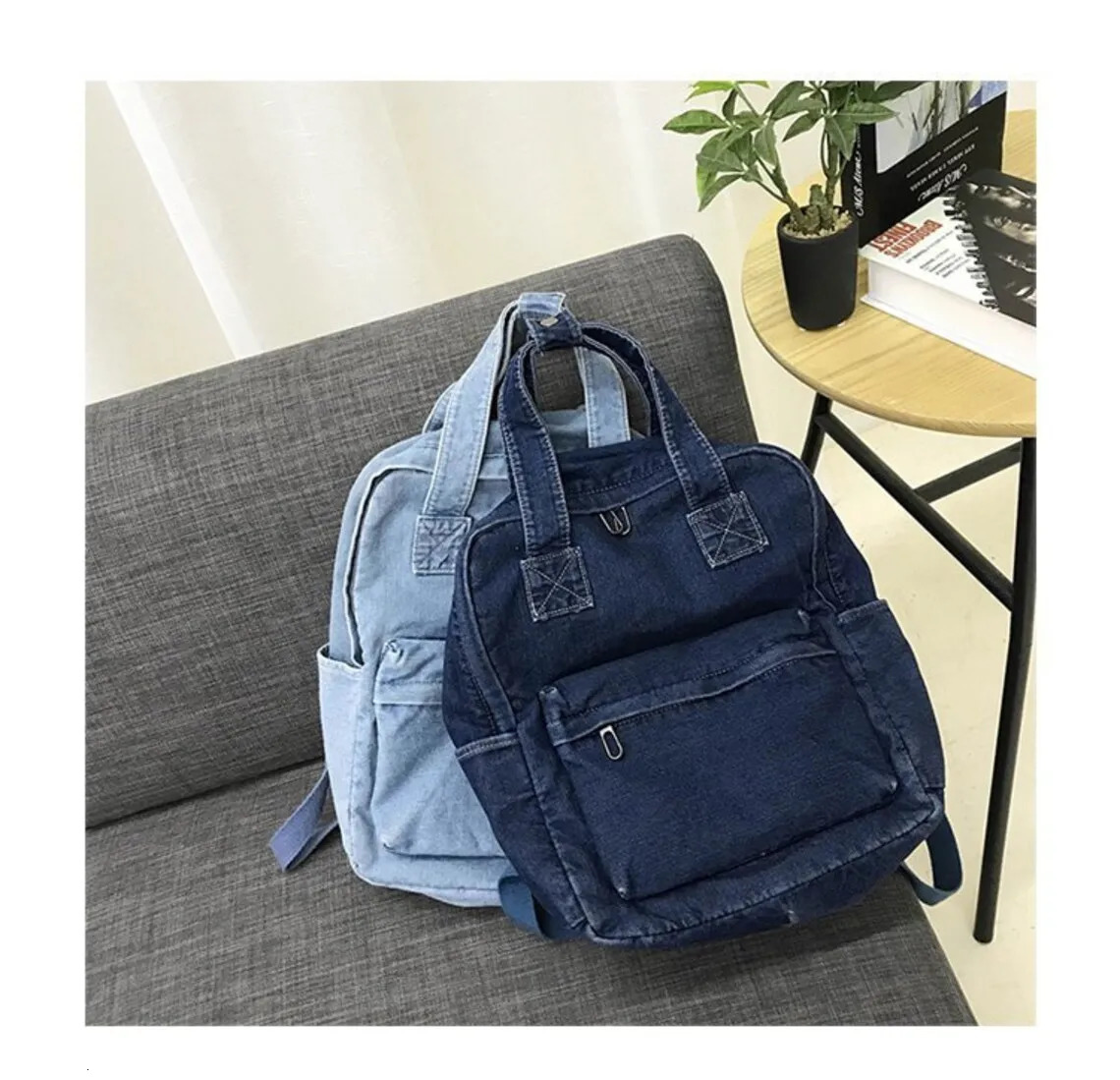 Womens Denim Backpack Personalized Gift Bag Embroidered Name Kids Adult Shoulder Bags Simple College Student Schoolbag y251104