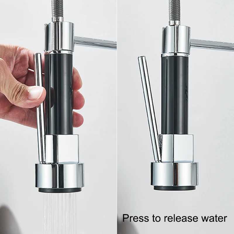 Wanmivezlo Pl Down Kitchen Sink Faucet Hot Cold Water Mixer Crane Tap with Dual Spout 360 Rotation High Faucet Deck Mounted Y251104