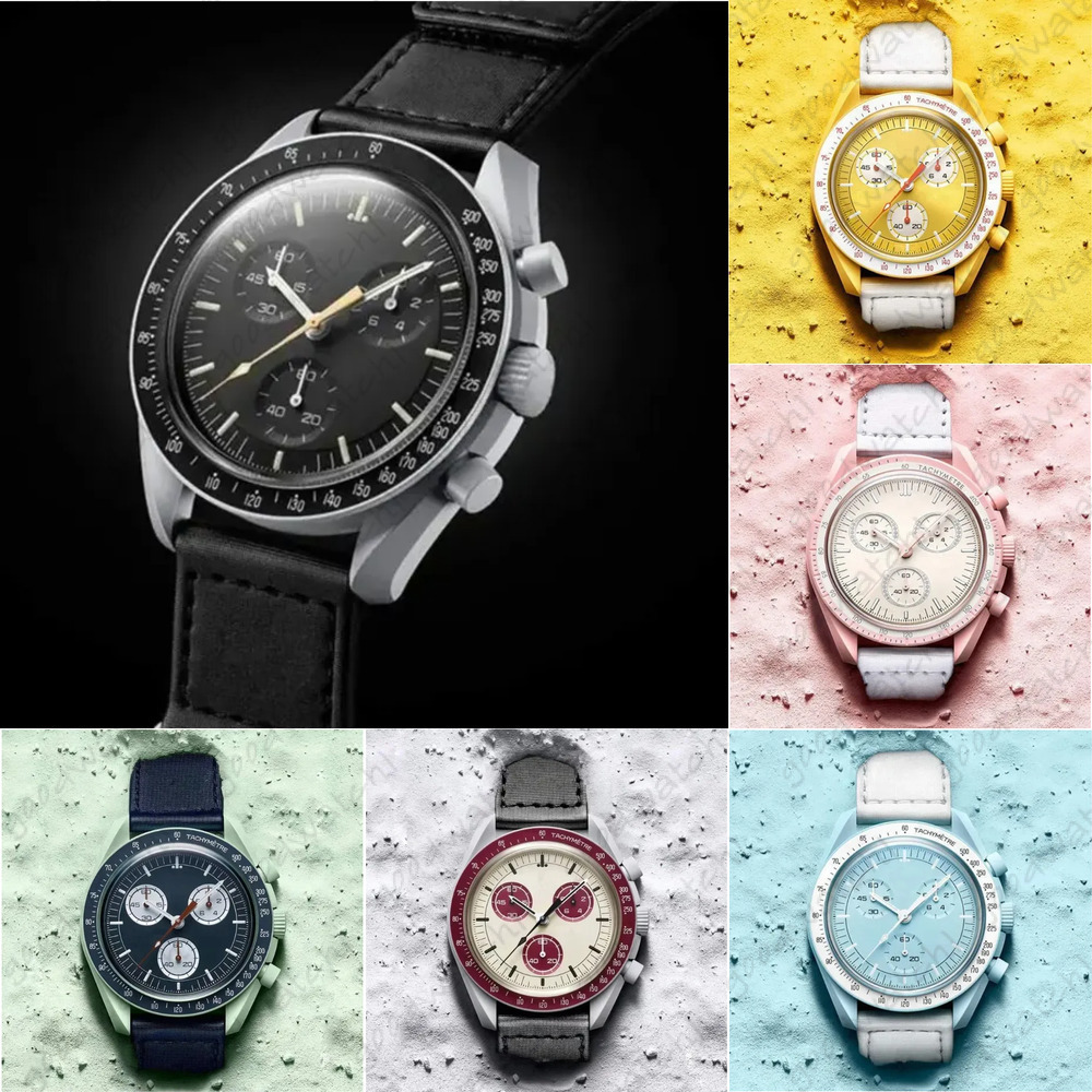 25Ss 10A Omgs08s NEW Bioceramic Planet Moon Mens Watches Full Function Quarz Chronograph Watch Mission To Mercury NEPTUNE 42Mm Nylon Luxury Watch 1Ef