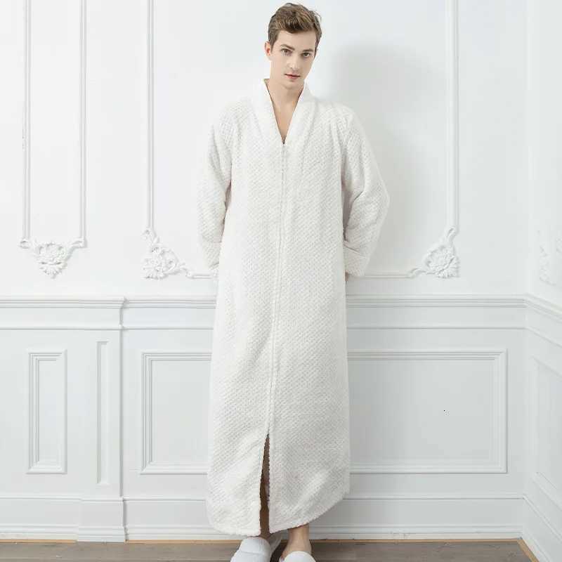 Coral Fleece Robe Autumn Winter New Men Women Long Sleeve Kimono Bathrobe Gown Loose Flannel Home Clothes Nightwear Sleepwear C251104