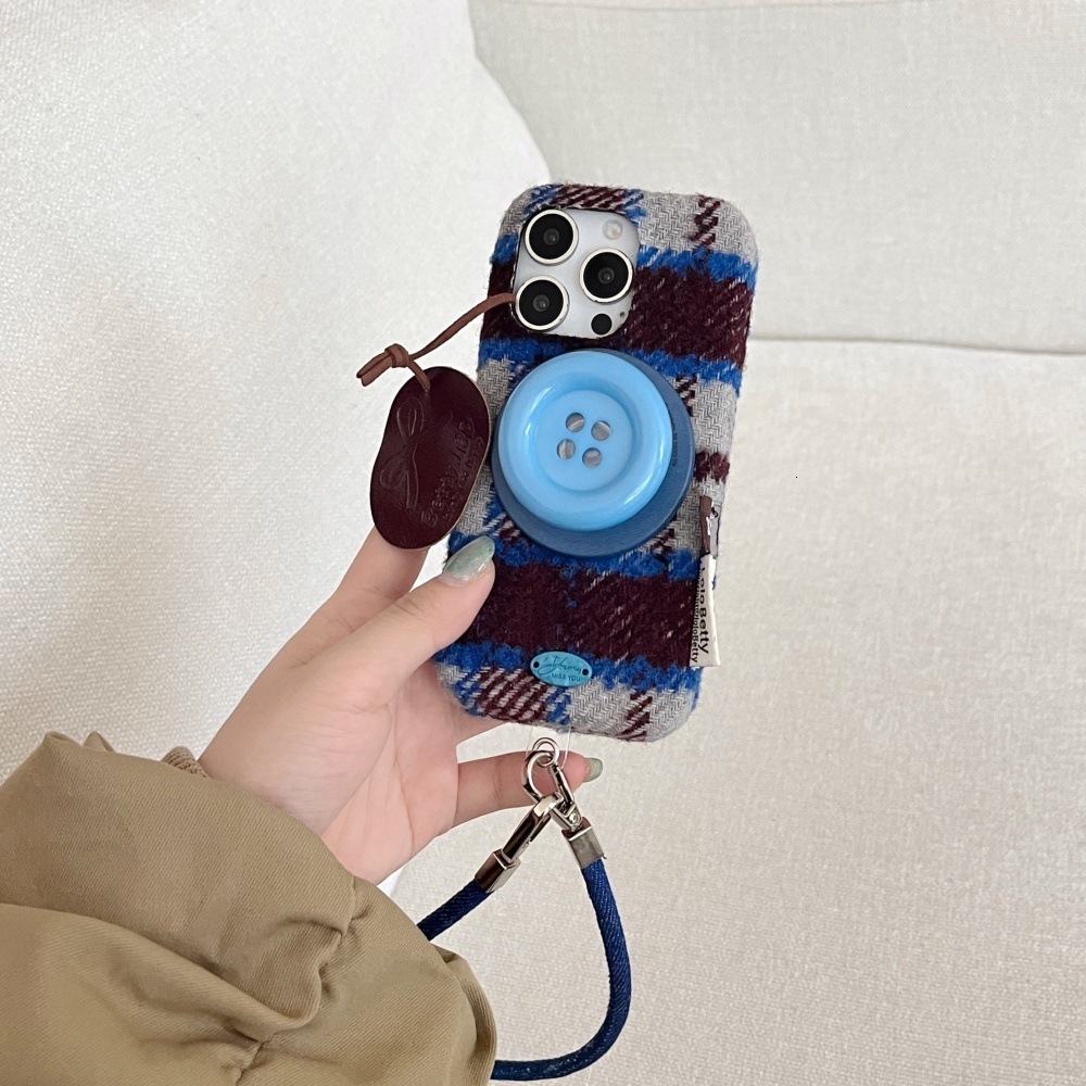 Velvet Color-Block Phone Case Compatible with iPhone 17/16 Pro Max Button Stand iPhone 15/14 Pro Personalized