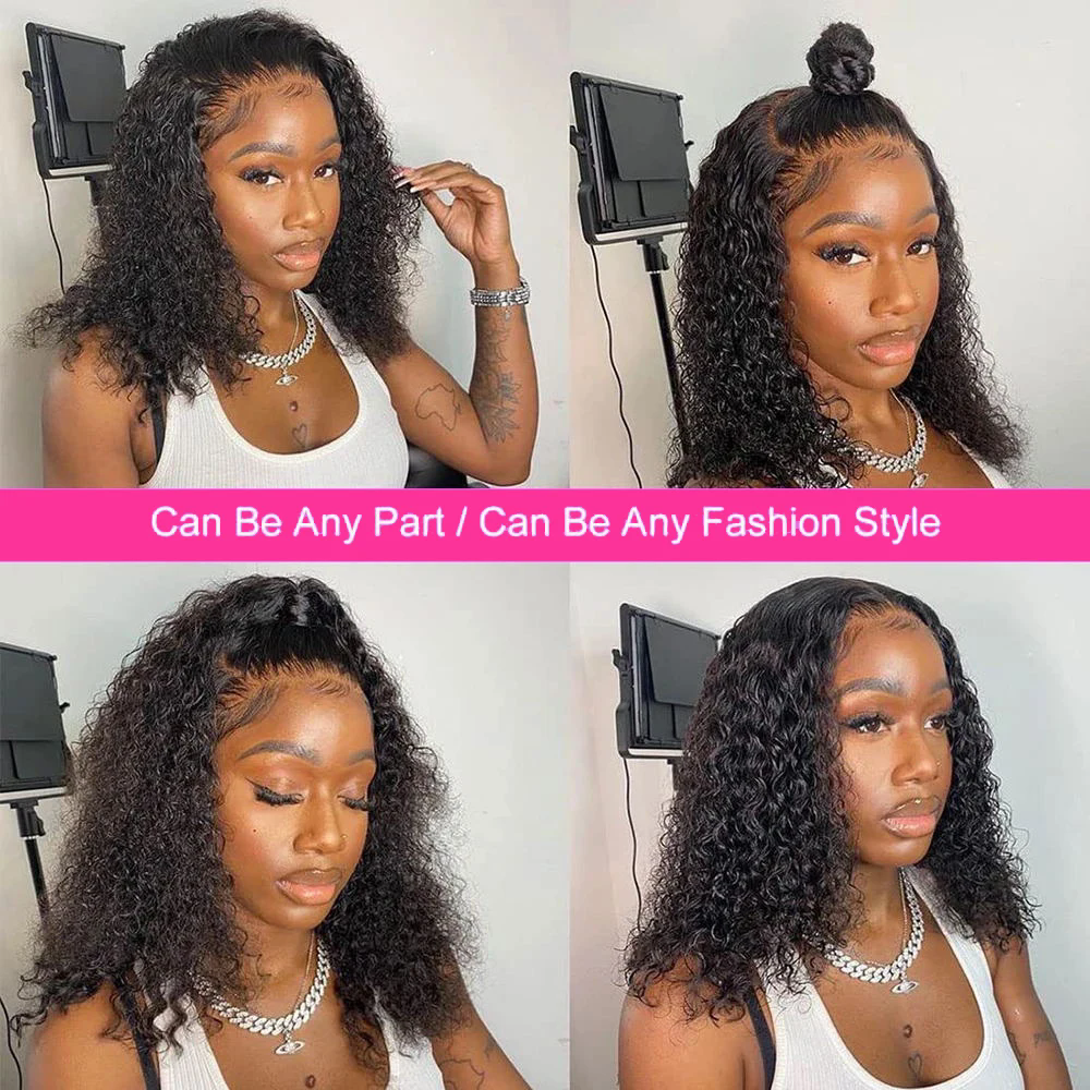 Short Bob Curly HD Lace Frontal Wigs Glueless Human Hair Afro water Curly 13x4 Lace Frontal full lace Hair Brazilian 5x5 Closure Wig 250% density