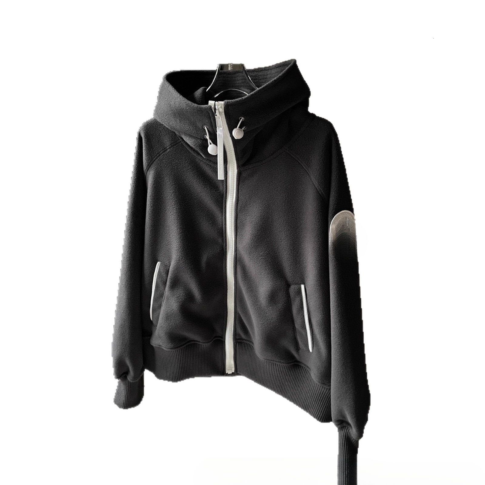 New Goose Home Hooded Wool Fleece Long Sleeve Pilot Jacket with Unisex Zipper