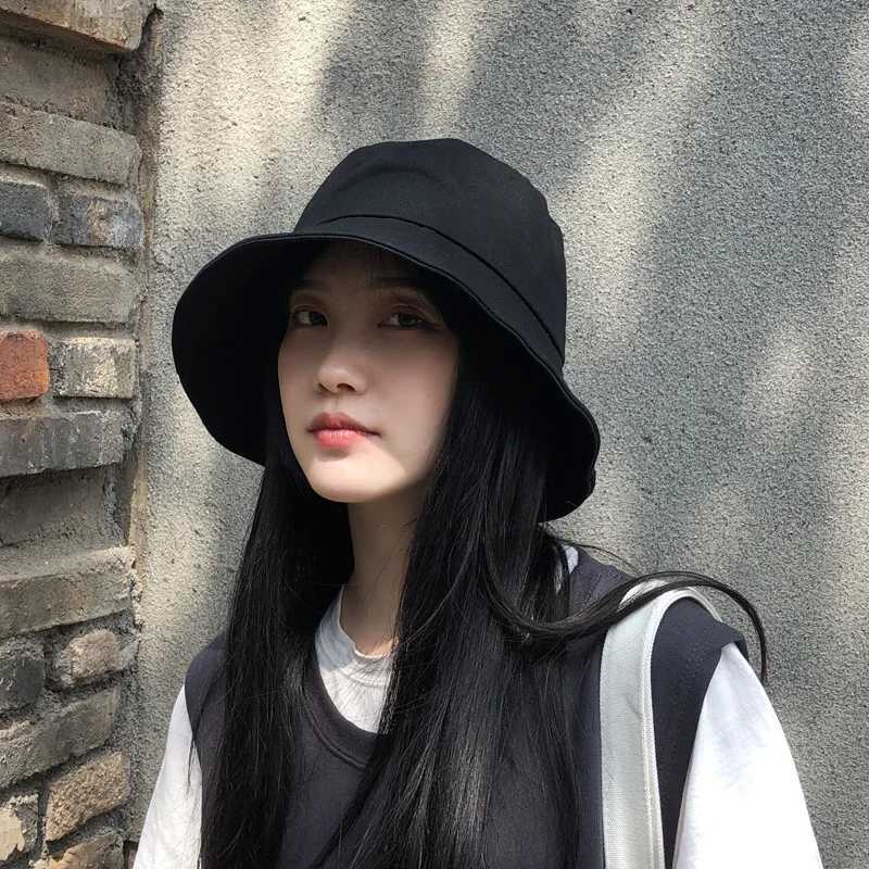 Summer Bucket Hat for Women Big Wide Brim Outdoor Soft Cotton Solid Color Sun Hats Portable Foldable Panama Hat for Ladies Y250707