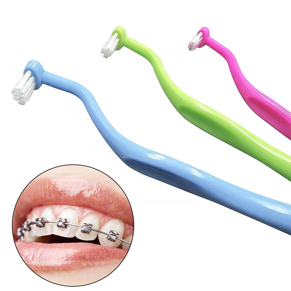 5 orthodontic toothbrushes interdental brushes single beam soft hair flat head dental cleaning and oral hygiene tools 250325