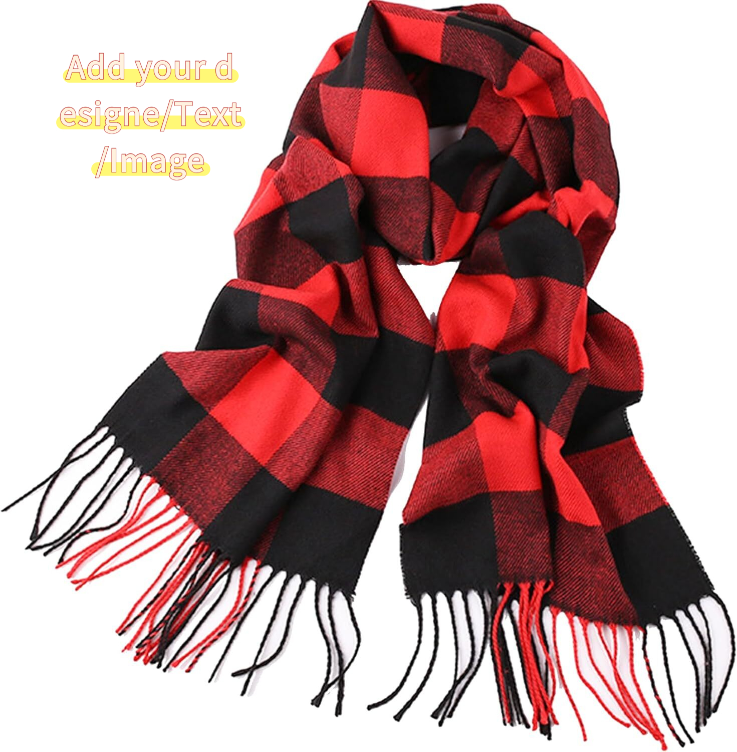 Custom Women Men Tartan Red Check Christmas-Scarf Winter Soft Warm Buffalo Plaid Long Scarves Scottish Lattice Wraps 72x12 in