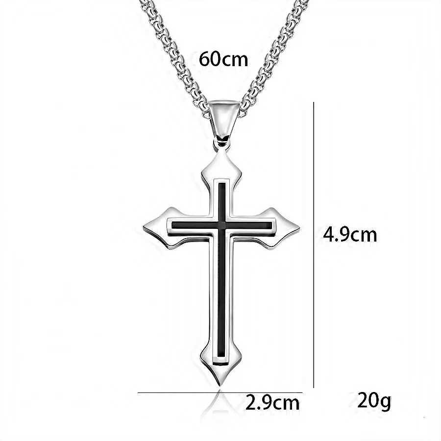 Minimalist Cross Necklace Black Oil Drop Pendant Silver Color Stainless Steel Chain hip-hop Punk Jewelry For Women Men GiftsXJ251104