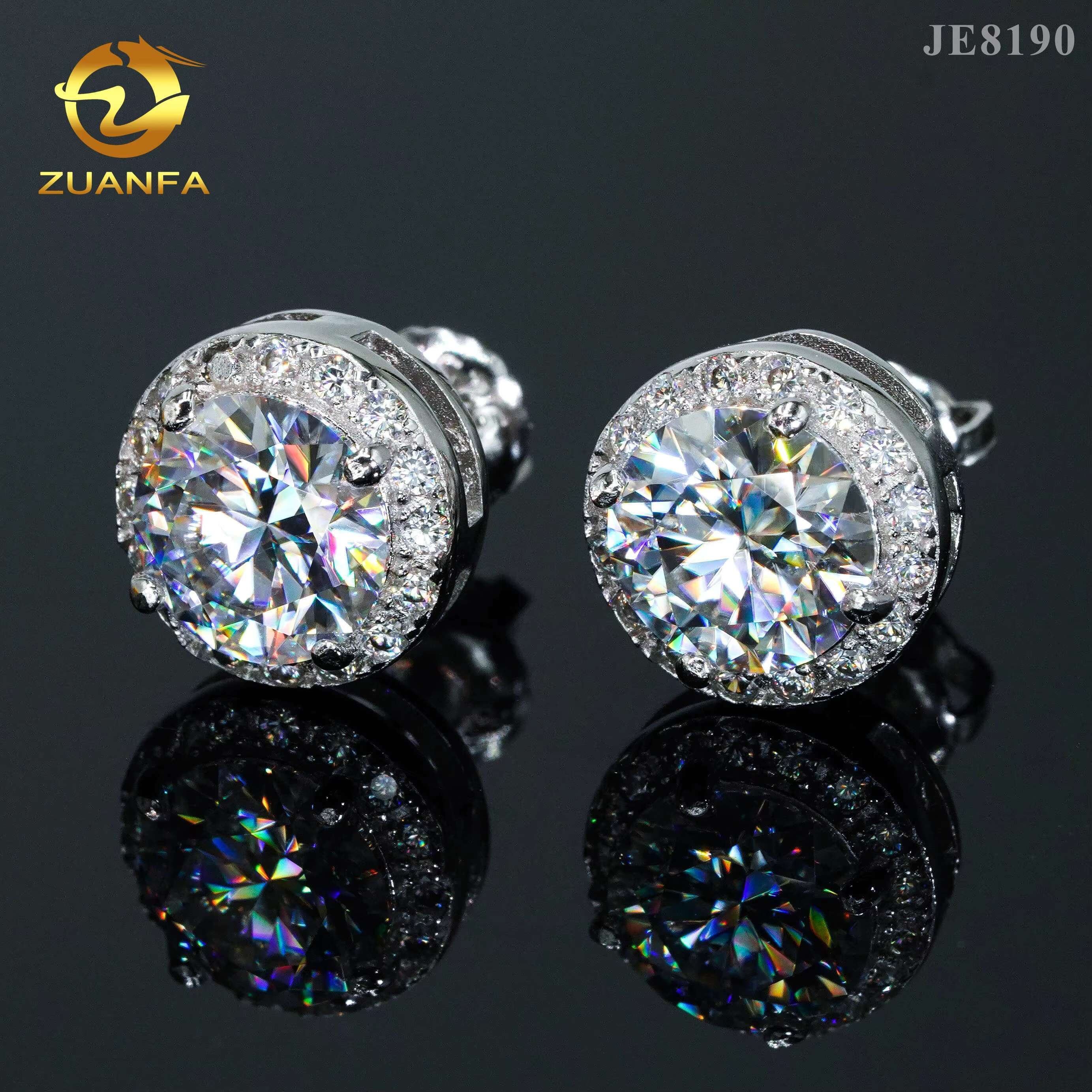 Pass diamond tester s925 sterling silver gold plated shining earring studs screw back women men vvs moissanite earring stud