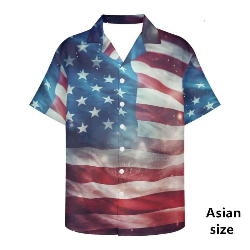 3D Printed America Flag For Men Clothes Fashion USA Shirts Women Hawaiian Beach Shirt Short Sleeve Street Oversize Tops
