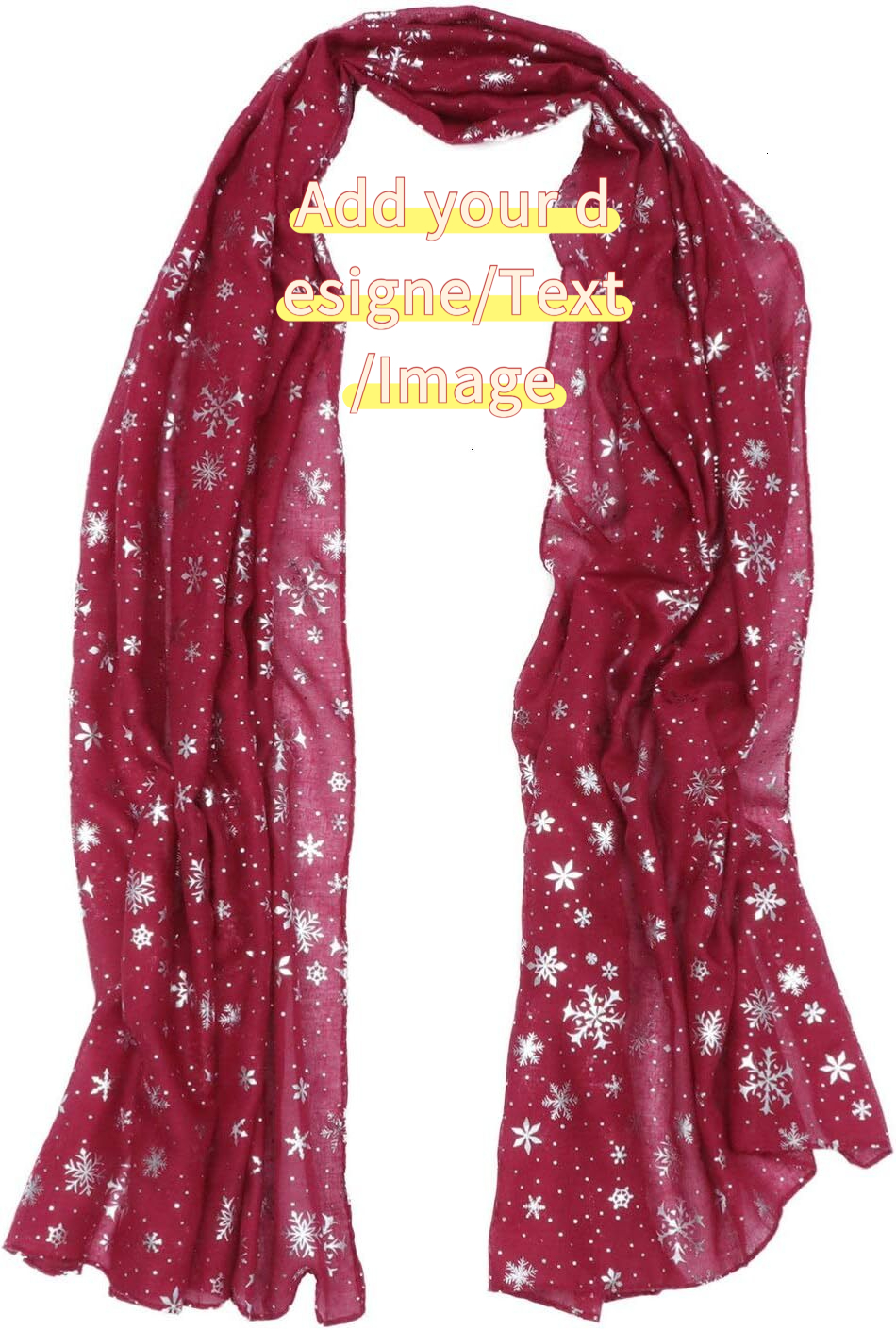 Custom Snowflake Sheer Lightweight Winter Xmas Collection Scarf Holiday Decorative Scarves for Women Ladies Black