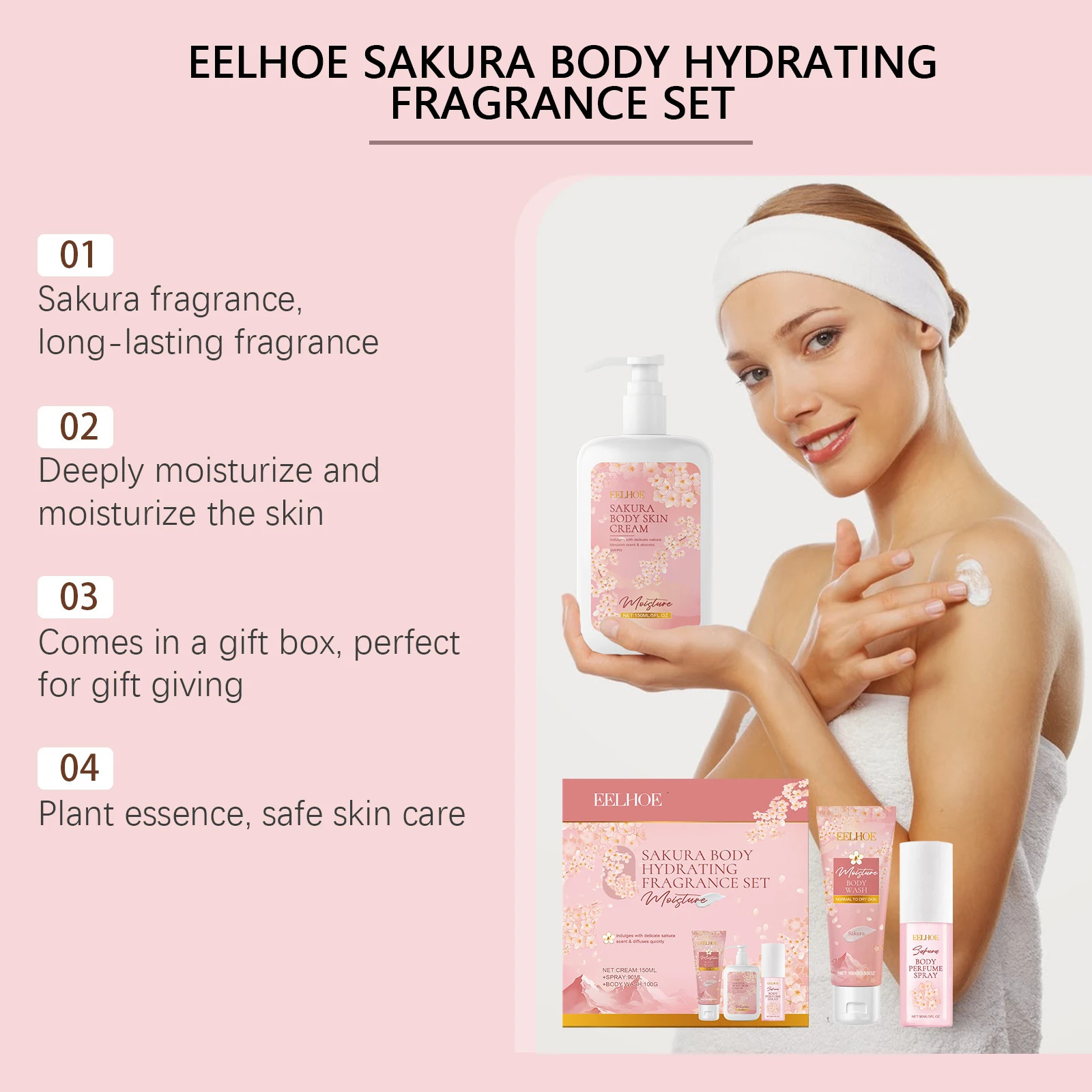 Sakura Body Care Set Gentle Cleansing Hydrating Nourishing Skincare for Dry Skin Floral Fragrance Gift for Wome 251030