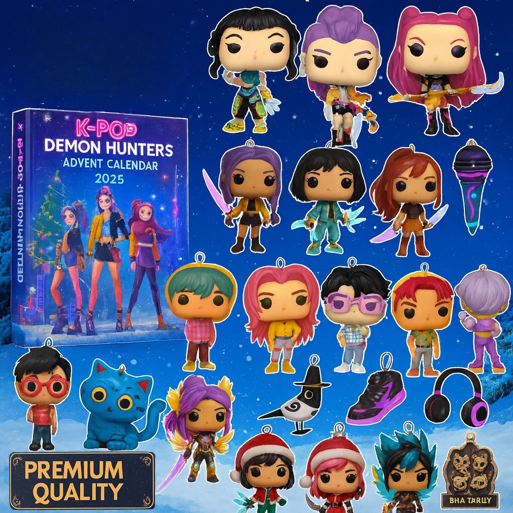 Kpop Demon Hunters Advent Calendar 24 Days Countdown with 24pcs 3D Keychain HUNTRX Rumi Zoey Mira Collectible Gift Set 251103