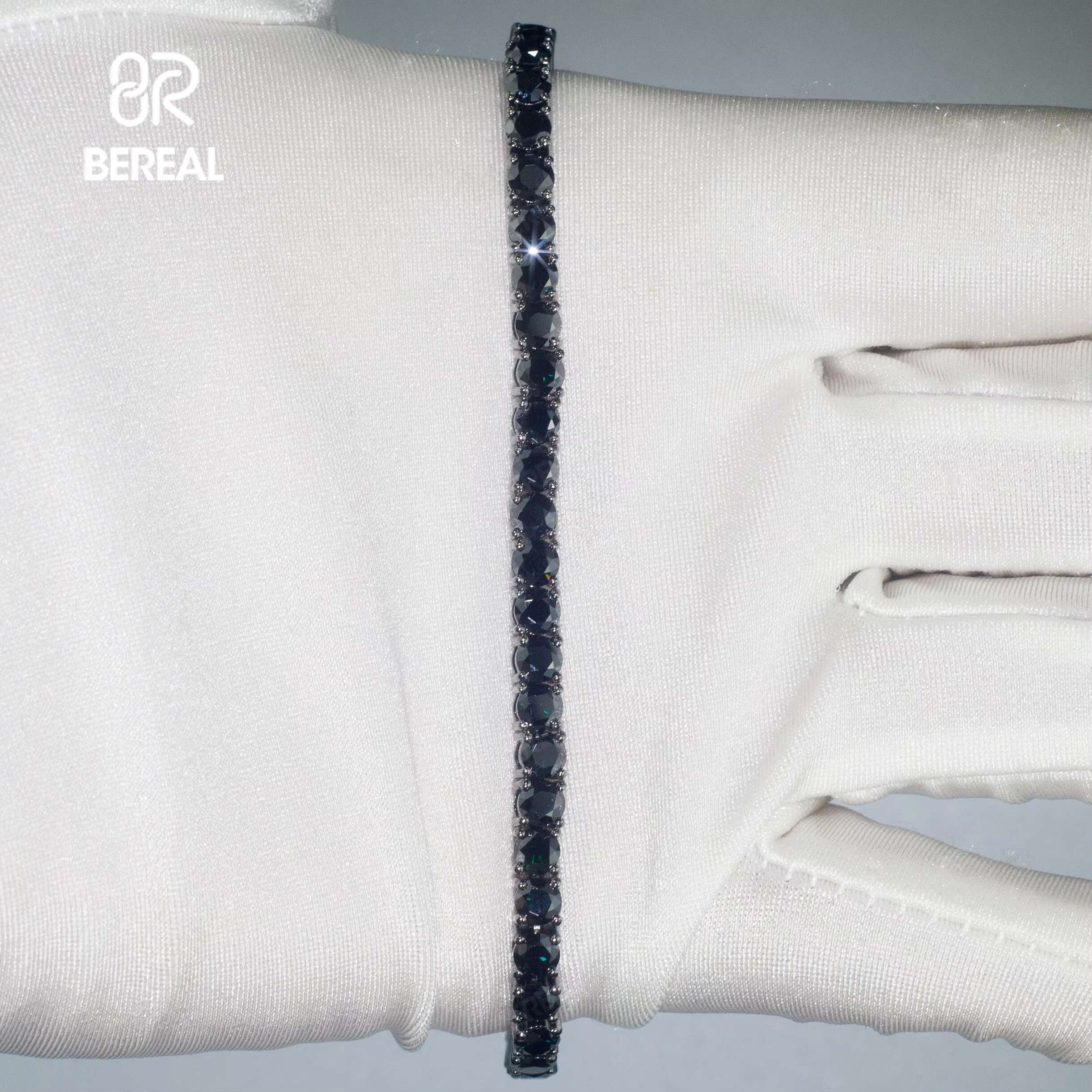 New Design Black Vvs Moissanite Tennis Chain Necklace Pass Diamond Tester Iced Out Diamond 925 Silver Bracelet for Men Women