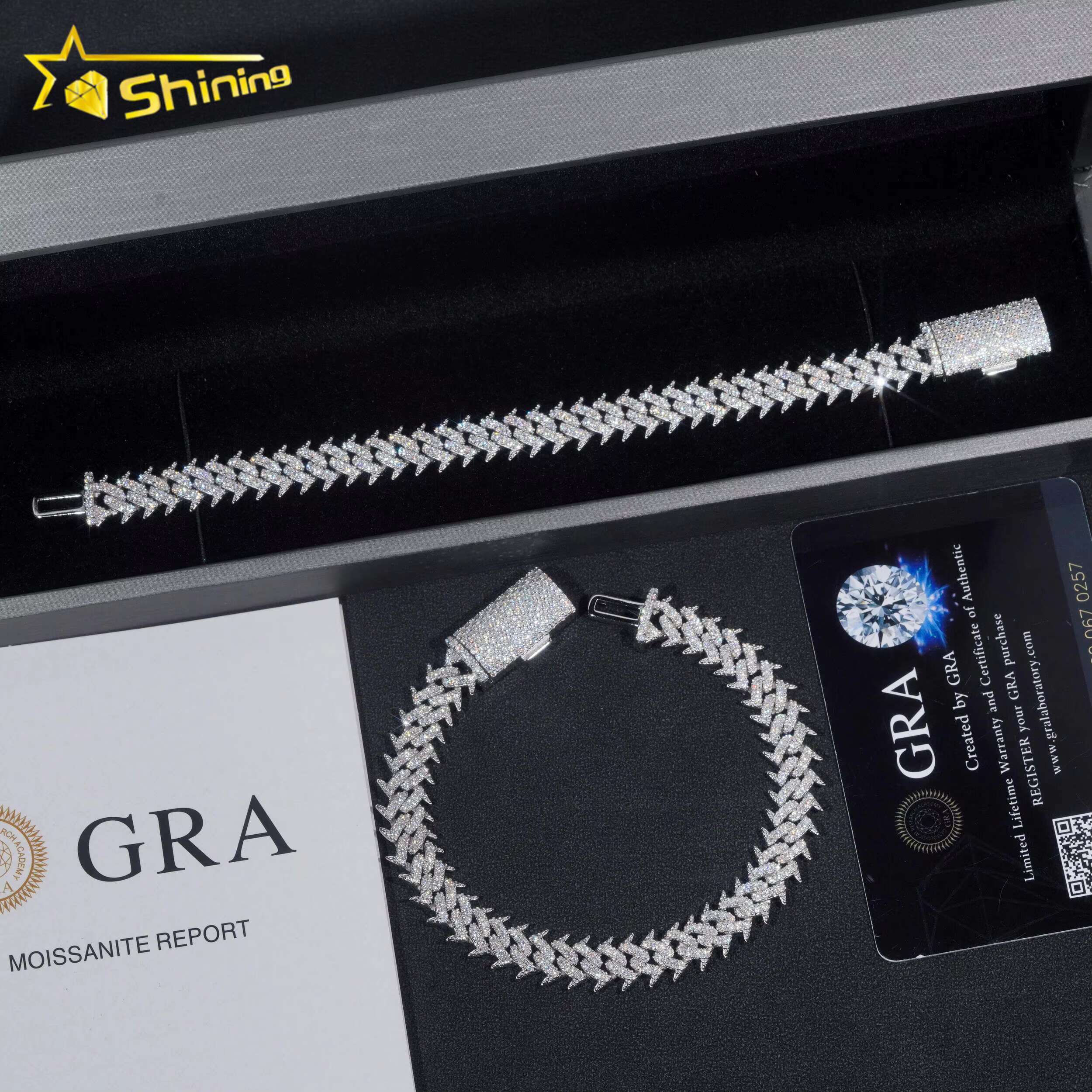 Cheapest 10mm Brambles Cuban Link Chain Hip Hop Hot Style Fashion Cuban Bracelet Sterling Silver 925 Moissanite Bracelets Chain