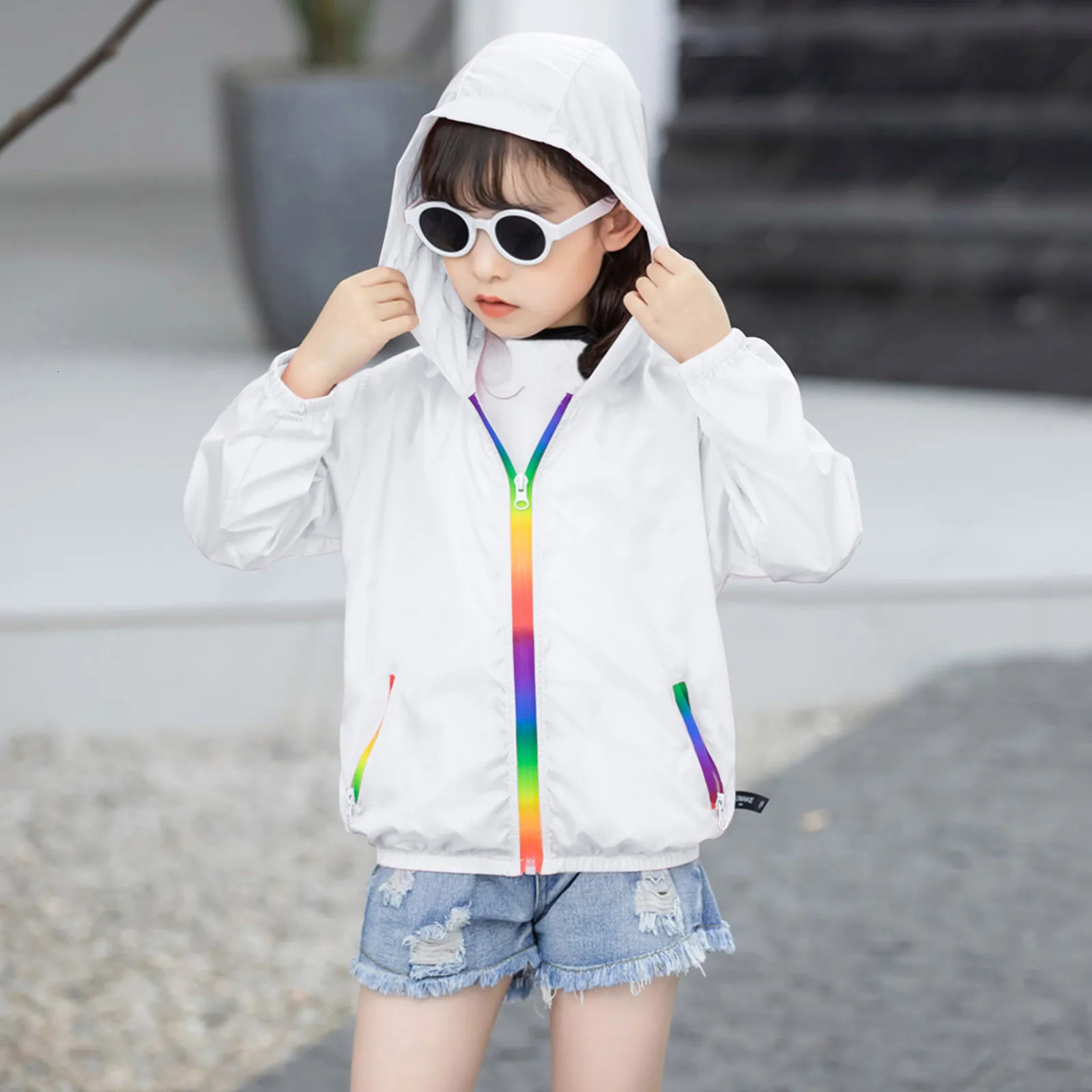 Children boys girls sun protection hoodies toddler jackets lightweight summer breathable clothing 250325