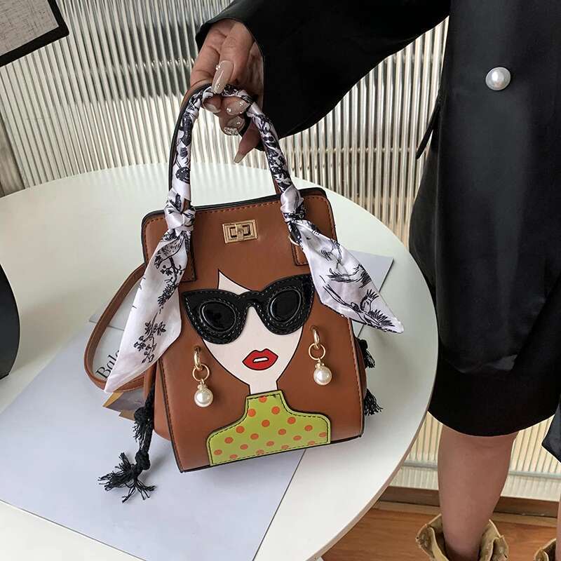 2024 Brand Beauty Glasses Handbags For Women High Quality PU Shoulder Cute Scarf Purses And Crossbody Bag