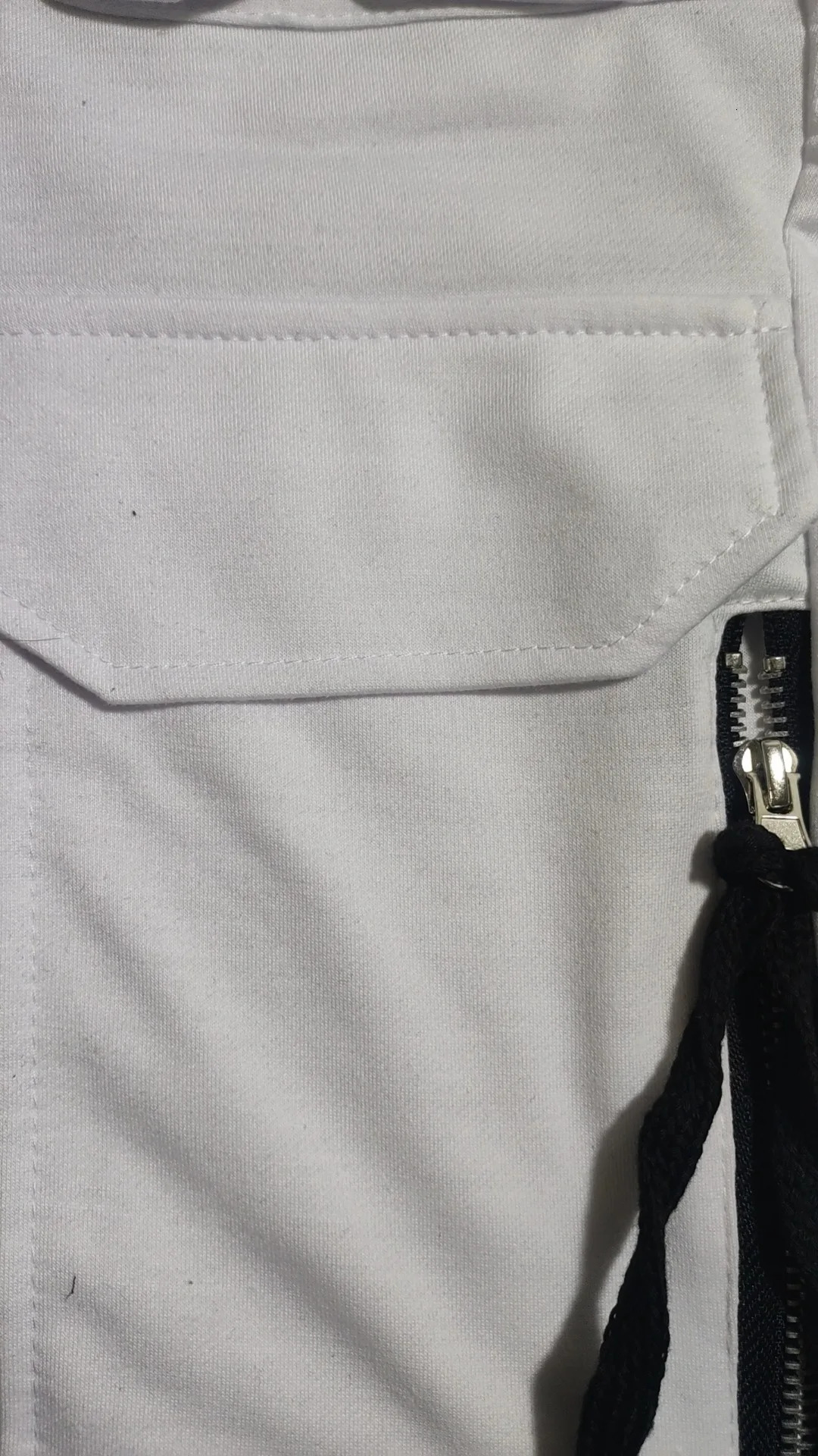 Mens sports and leisure multi pocket zipper pants colorful binding foot elastic waistband running fitness 250403e