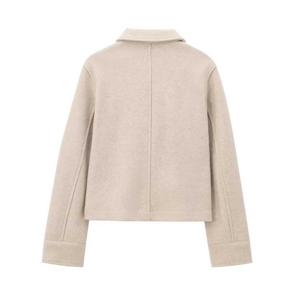 2024 AutumnWinter New Product Womens Commuter Versatile Pocket Decoration Soft Collar Long Sleeve Coat J251103