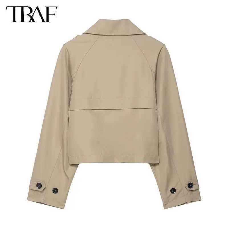 TRAF Elegant Autumn England 2025 Women Windbreak Straight Double Breasted Fashion Vintage Streetwear Casual Female Wind Coat J251103