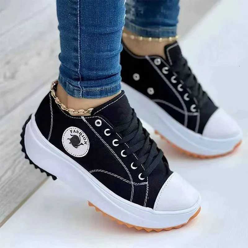 Women Patterned Canvas Sneakers Womens Casual Shoes 2025 Spring Autumn Flat Lace-up Shoes Zapatillas Mujer Chaussure Femme X251104