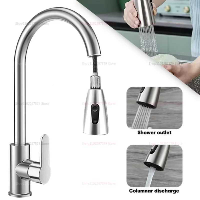 2025 NEW Stainless Steel Kitchen Faucet with Pldown Spray 360 Rotation Single Hole Sink Faucet Modern Easy to Clean for He Y251104
