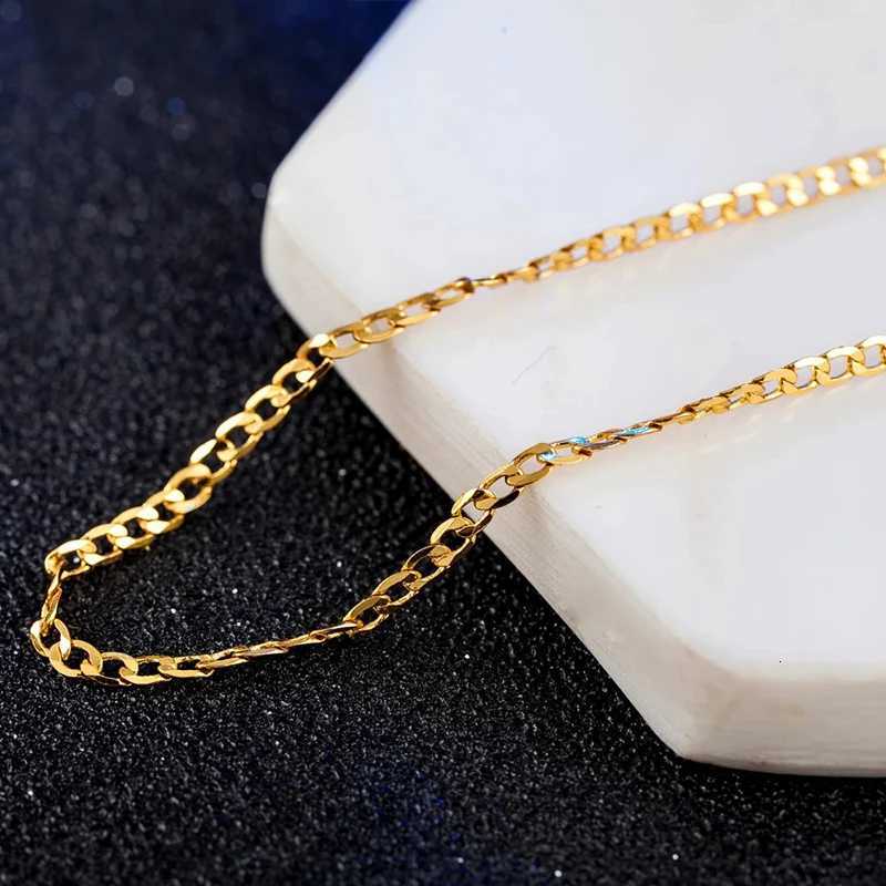 ALIZERO 925 Sterling Silver 16/18/20/22/24/26/28/30 Inch 18K Gold 2mm Sideways Chain Necklace For Women Man Wedding JewelryXJ251104