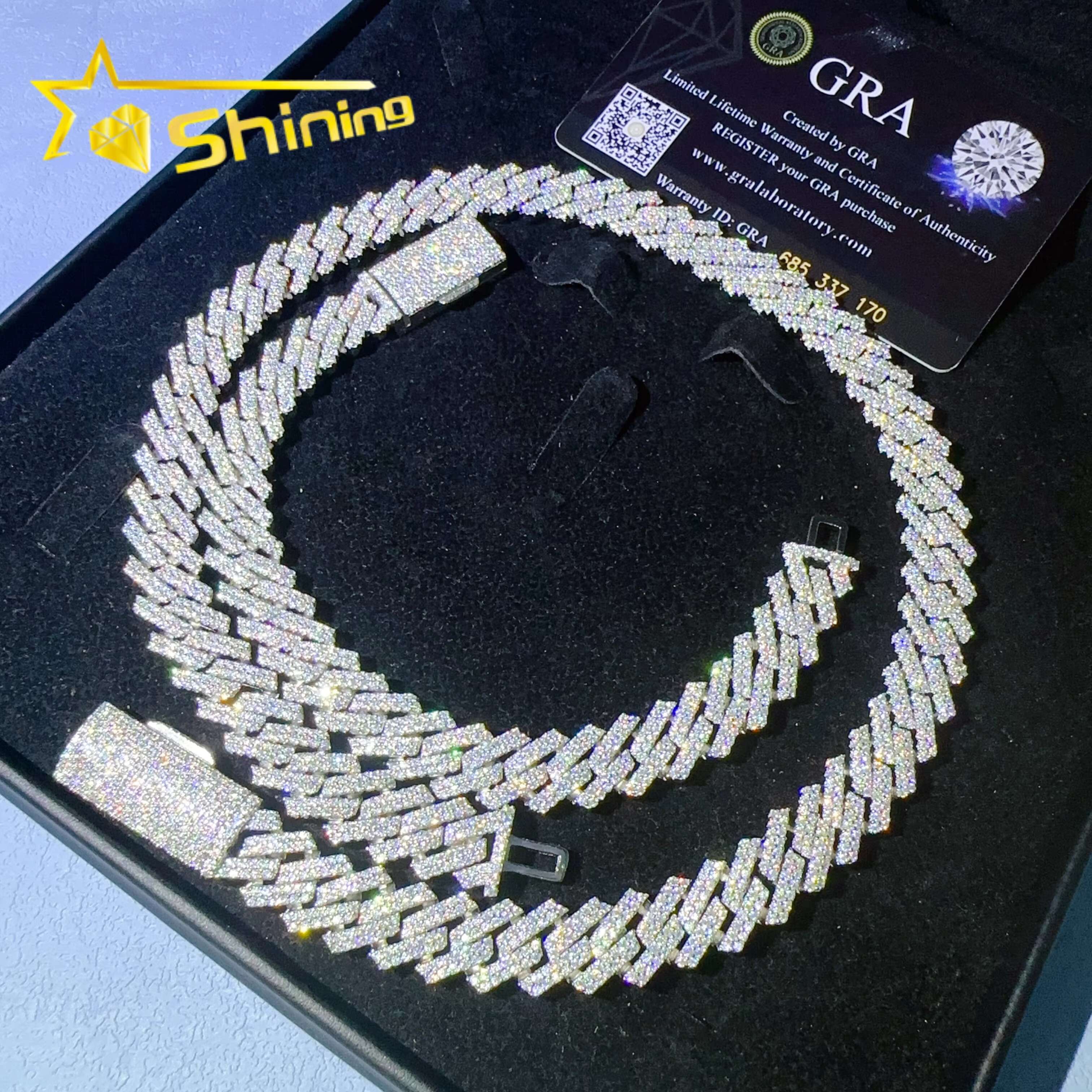 Hip Hop Jewelry Iced Out Moissanite Cuban Link Chain 12mm Fashion Men Jewelry Cuban Necklace Bracelet