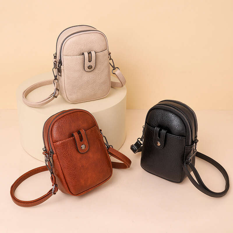 Women's 2025 New Soft Leather Mobile Phone Fashionable, Simple, High end, Single Shoulder Crossover Mini Small Bag for Women