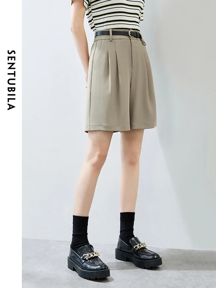 SENTUBILA Womens Wide Leg Shorts 2025 Fashion Loose Short Skirt Pants Trouser Summer Clothing 142K54505 250401