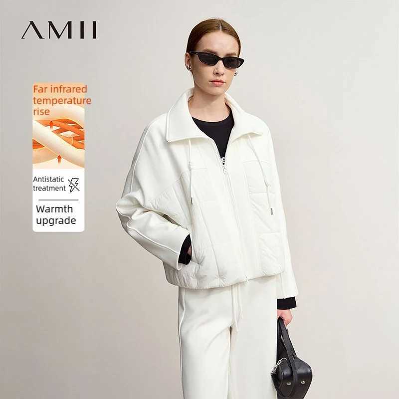 Amii Jackets For Woman 2025 Winter New Casual Turtleneck Loose Nonelastic Warm Padded Jacket Zipper Womens Outerwear 12544096 J251103