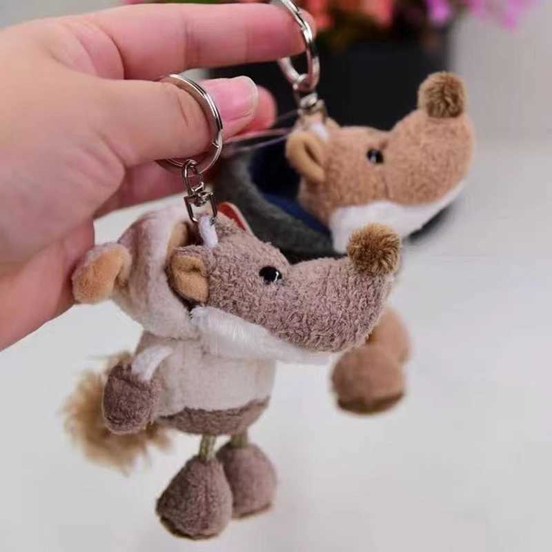 Animal Cute Ugly Wolf Doll Wearing Sheepskin Wolf Mini Pendant Keychain Plush Backpack Hanging Car Rabbi Keychain Plush Toy C251104